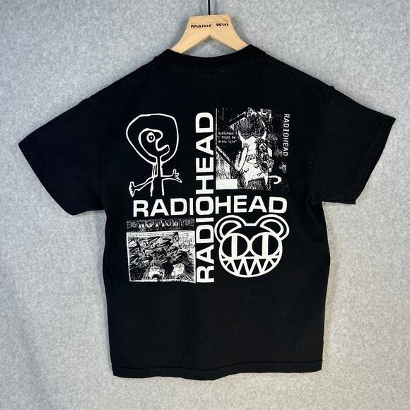 Vintage Y2K Radiohead Rare Kid A Concert Shirt Black Large Band Logo Graphic Tee - Picture 2 of 10